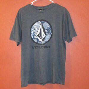Volcom Men Large Black White Gray Short Sleeve Shirt